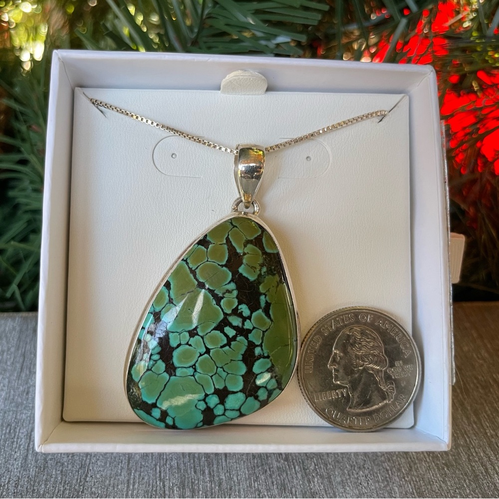 Genuine Turquoise Sterling Silver Necklace